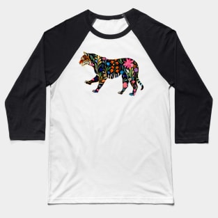 Abstract Floral Tiger Silhouette Baseball T-Shirt